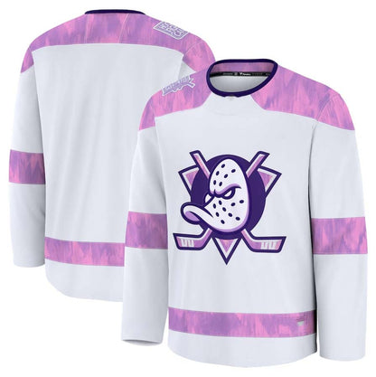 A.Ducks Fanatics Blank Player Hockey Fights Cancer Practice Jersey - White Stitched American Hockey Jerseys