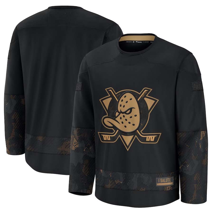 A.Ducks Fanatics Blank Player Game Jersey - Black Stitched American Hockey Jerseys