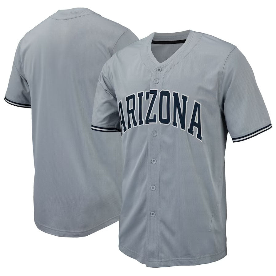 A.Wildcats Blank Player Replica Full-Button Baseball Jerseys - Gray Stitched American College Jerseys