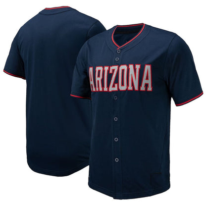 A.Wildcats Blank Player Replica Full-Button Baseball Jerseys - Navy Stitched American College Jerseys