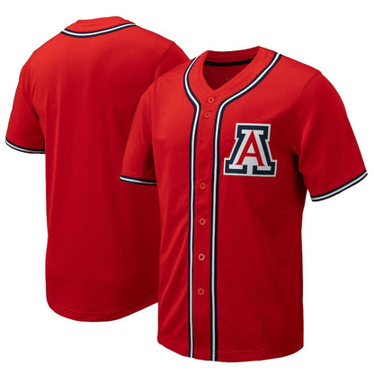 A.Wildcats Blank Player Replica Full-Button Baseball Jerseys - Red Stitched American College Jerseys