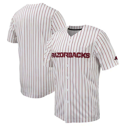 A.Razorbacks Blank Player Pinstripe Full-Button Baseball Jersey - White Stitched American College Jerseys