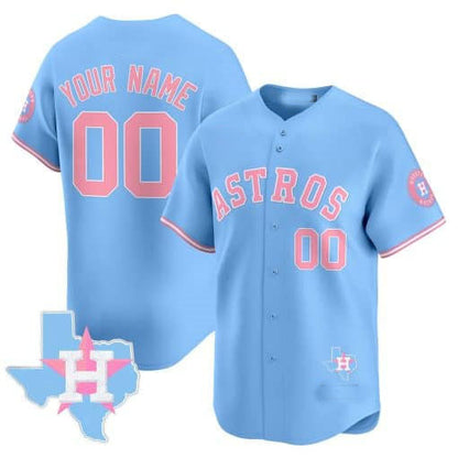 Custom H.Astros Bubblegum Blue Vapor Premier Limited Jersey– Stitched Baseball Jerseys