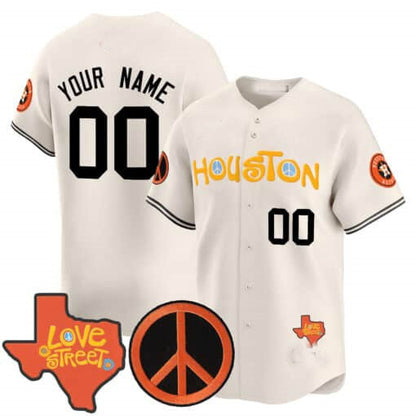 Custom H.Astros Love Street & Peace Sign Patch Vapor Premier Limited V2 – All Stitched Baseball Jerseys