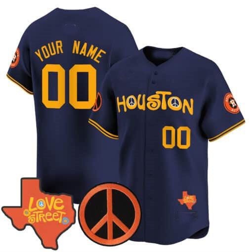 Custom H.Astros Love Street & Peace Sign Patch Vapor Premier Limited V2 – All Stitched Baseball Jerseys