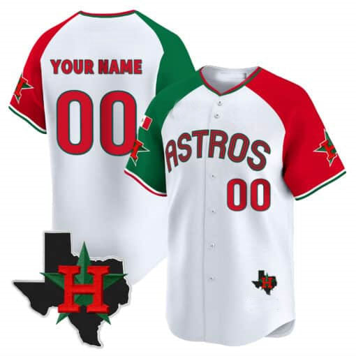 Custom H.Astros Mexico Texas Patch Vapor Premier Limited V3 White–Stitched Baseball Jerseys