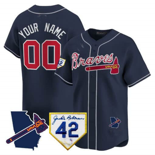 Custom A.Braves Robinson & Georgia Patch Vapor Premier Limited –Stitched Baseball Jerseys