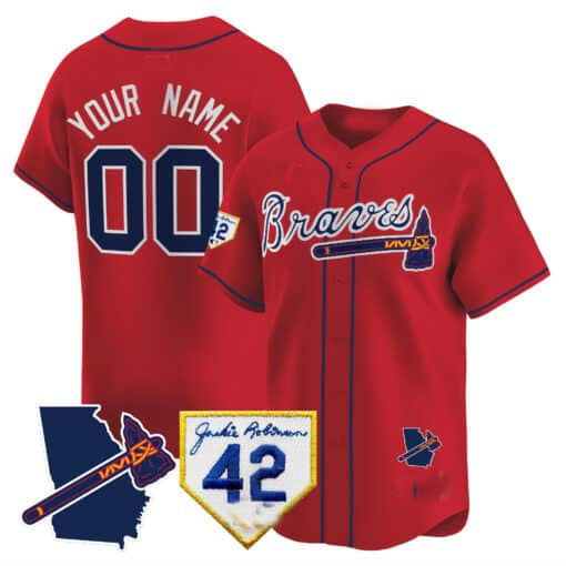 Custom A.Braves Robinson & Georgia Patch Vapor Premier Limited –Stitched Baseball Jerseys