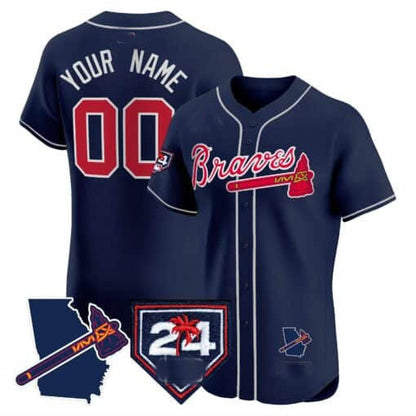 Custom A.Braves Spring Training & Georgia Patch Vapor Premier Elite – Stitched Baseball Jerseys