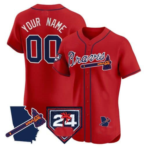 Custom A.Braves Spring Training & Georgia Patch Vapor Premier Elite – Stitched Baseball Jerseys