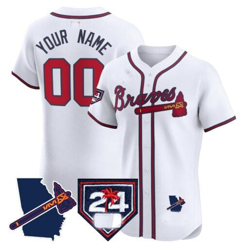 Custom A.Braves Spring Training & Georgia Patch Vapor Premier Elite – Stitched Baseball Jerseys