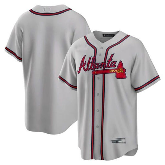 Custom A.Braves Gray Road Game Team Jersey Stitches Baseball Jerseys