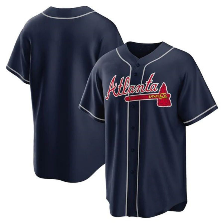 Custom A.Braves Navy Team Game Jersey Stitches Baseball Jerseys