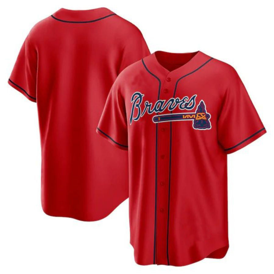 Custom A.Braves Red Alternate Replica Team Jersey Stitches Baseball Jerseys