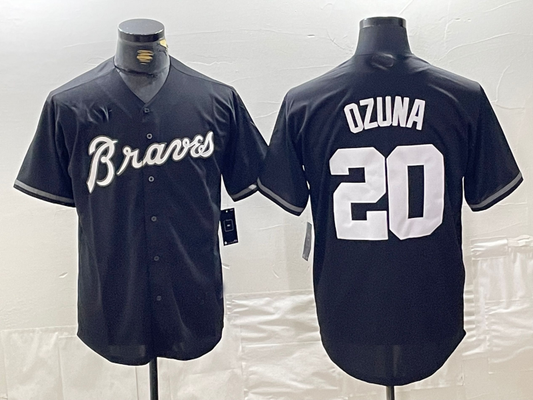 A.Braves #20 Marcell Ozuna Player Black Cool Base Stitched Baseball Jerseys