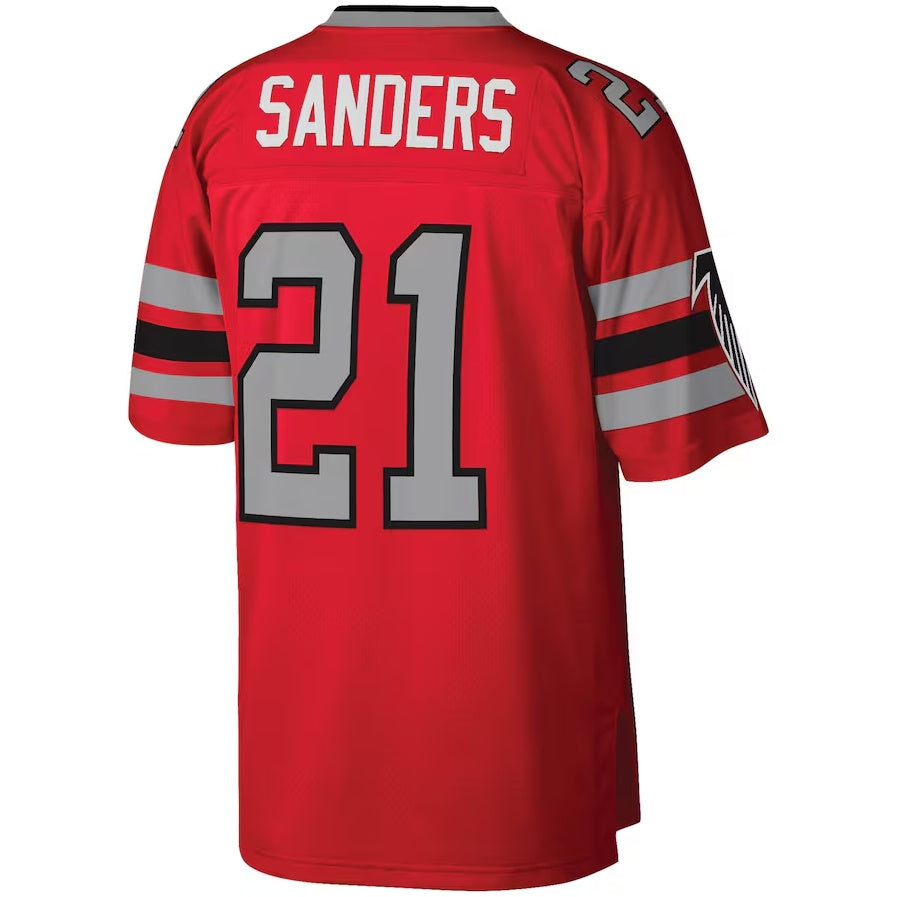 A.Falcons #21 Deion Sanders Mitchell & Ness Legacy Replica Player Jersey - Red Stitched American Football Jerseys