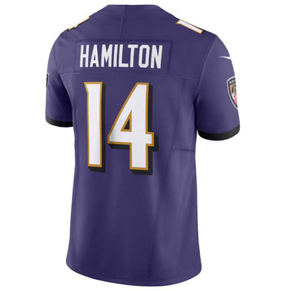 B.Ravens #14 Kyle Hamilton Player Purple Vapor F.U.S.E. Limited Football Jerseys