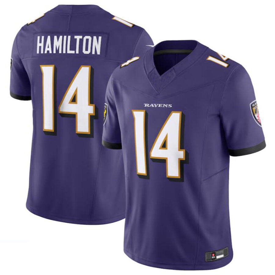 B.Ravens #14 Kyle Hamilton Player Purple Vapor F.U.S.E. Limited Football Jerseys