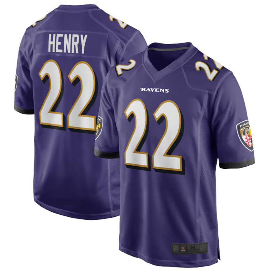 B.Ravens #22 Derrick Henry Player Purple Game Jersey American Stitched Football Jerseys