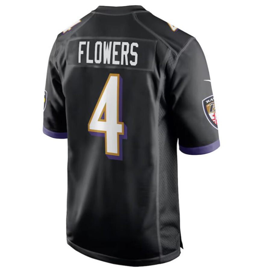 B.Ravens #4 Zay Flowers Player Black Game Jersey American Stitched Football Jerseys