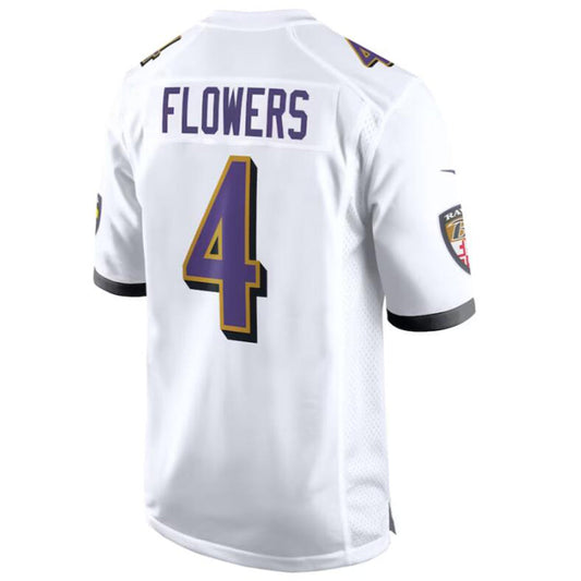 B.Ravens #4 Zay Flowers Player White Game Jersey American Stitched Football Jerseys