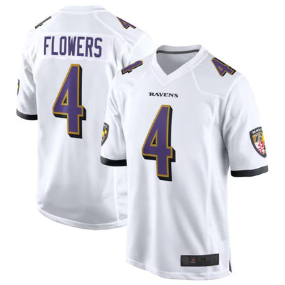 B.Ravens #4 Zay Flowers Player White Game Jersey American Stitched Football Jerseys