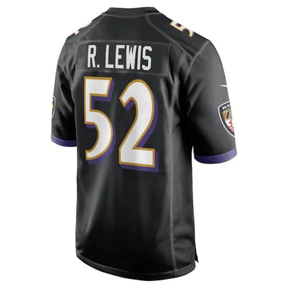 B.Ravens #52 Ray Lewis Black Player Jersey Stitched American Football Jerseys