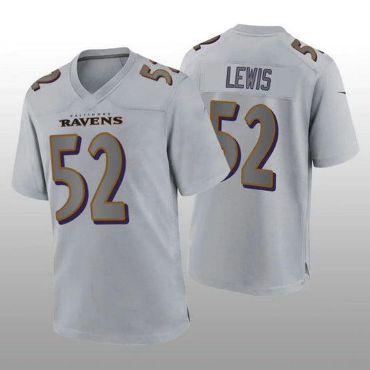 B.Ravens #52 Ray Lewis Player Gray Game Jersey Stitched American Football Jerseys