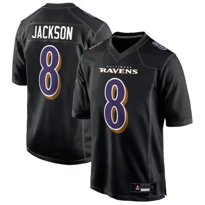 B.Ravens #8 Lamar Jackson Player Black Fashion Jersey American Stitched Football Jerseys