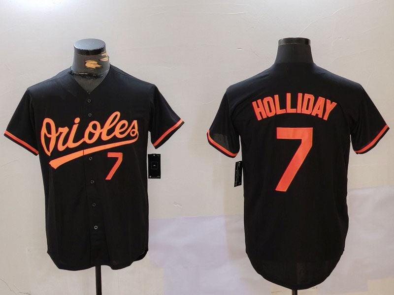 B.Orioles #7 Jackson Holliday Player Black Cool Base Stitched Baseball Jerseys