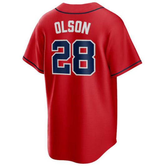 A.Braves #8 Matt Olson Red Game Player Baseball Jerseys