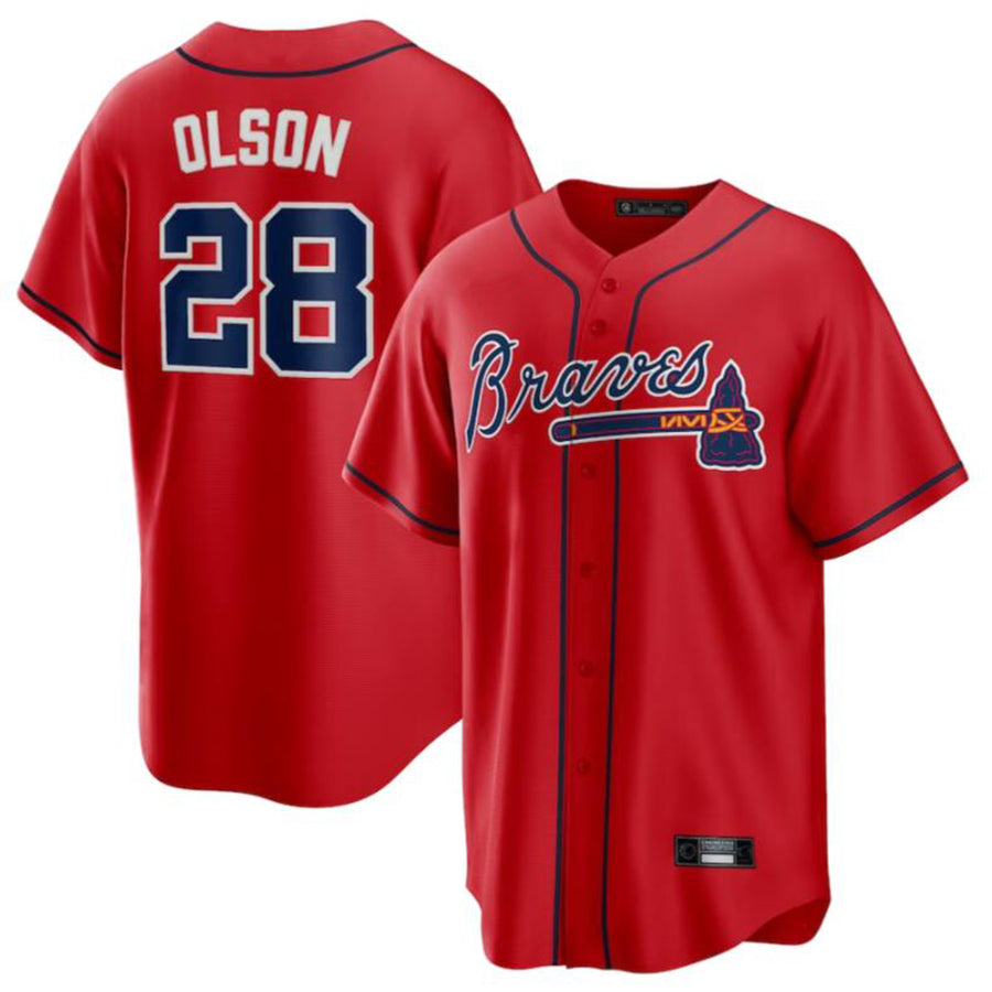 A.Braves #8 Matt Olson Red Game Player Baseball Jerseys