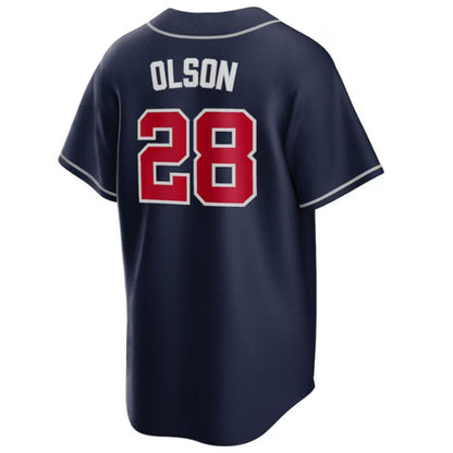 A.Braves #28 Matt Olson Navy Game Player Baseball Jerseys