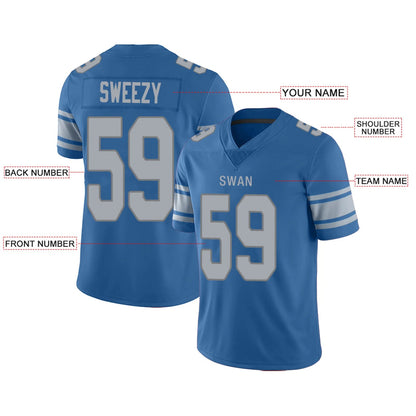 Custom D.Lions Blue Personalized Design Your Own Name and Number for Men Women Youth Jerseys