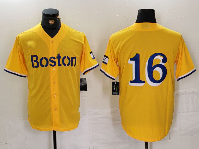 B.Red Sox #16 Jarren Duran Player Gold City Connect Stitched Baseball Jerseys