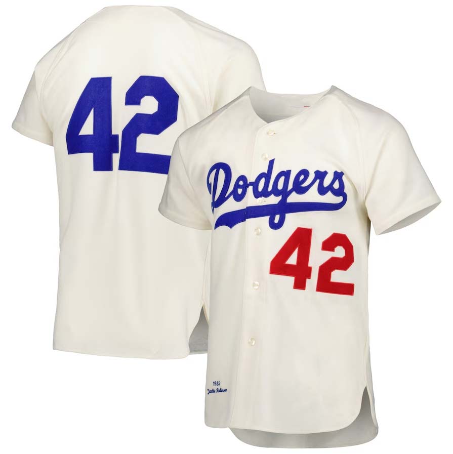 B.Dodgers #42 Jackie Robinson Player Cooperstown Collection Authentic Jersey - Cream Stitched Baseball Jerseys