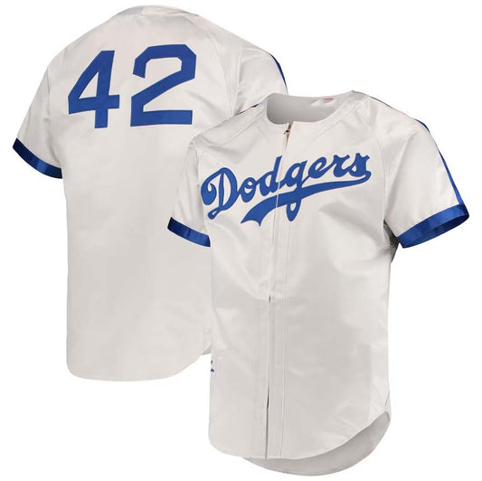 B.Dodgers #42 Jackie Robinson Player Cooperstown Collection Authentic Jersey - Gray Stitched Baseball Jerseys