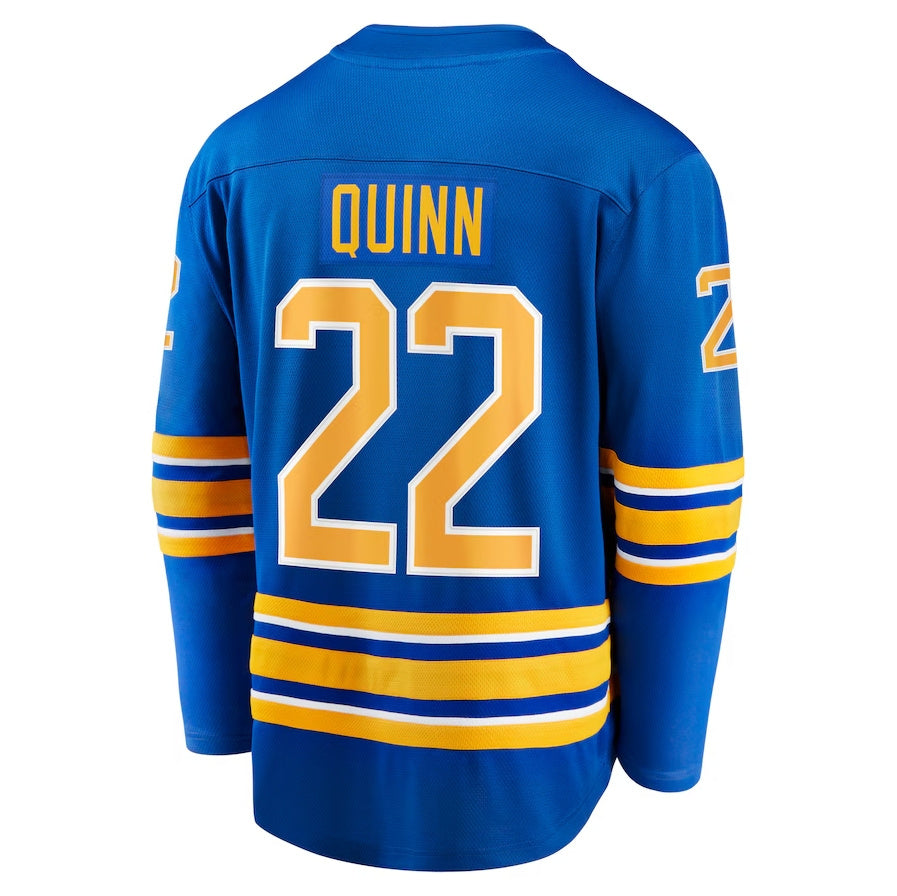 B.Sabres #22 Jack Quinn Player Fanatics Home Breakaway Jersey - Royal Stitched American Hockey Jerseys