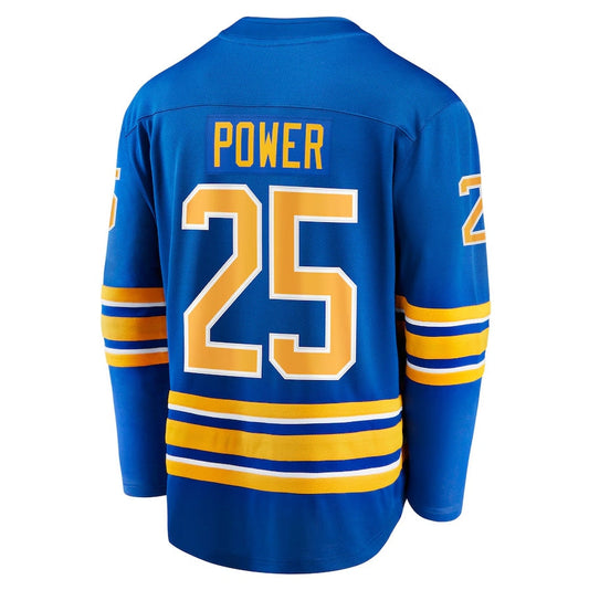 B.Sabres #25 Owen Power Fanatics Home Breakaway Player Jersey - Royal Stitched American Hockey Jerseys