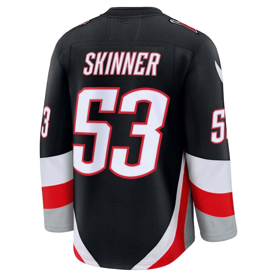 B.Sabres #53 Jeff Skinner Player Fanatics Alternate Premium Jersey - Black Stitched American Hockey Jerseys