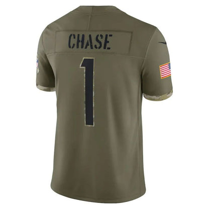 C.Bengals #1 Ja'Marr Chase Olive Salute To Service Limited Player Jersey Stitched American Football Jerseys