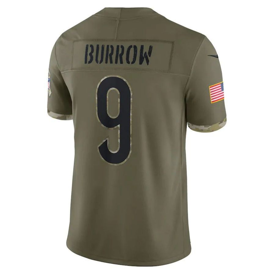 C.Bengals #9 Joe Burrow Olive Salute To Service Limited Player Jersey Stitched American Football Jerseys