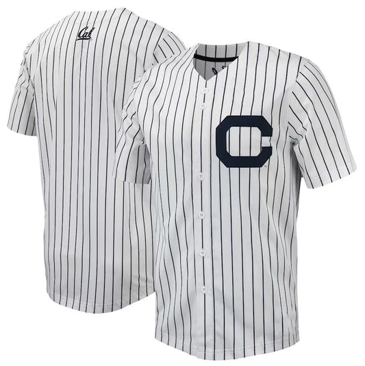 C.Bears Blank Player Pinstripe Replica Full-Button Baseball Jersey - White Navy American College Jerseys