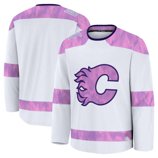 C.Flames Fanatics Blank Player Hockey Jersey - White Stitched American Hockey Jerseys