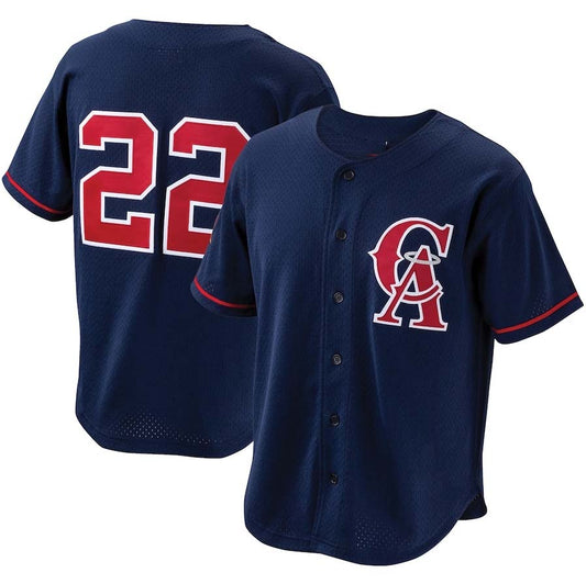 C.Angels #22 Bo Jackson Player Cooperstown Collection Mesh Batting Practice Button-Up Jersey - Navy Stitched Baseball Jerseys