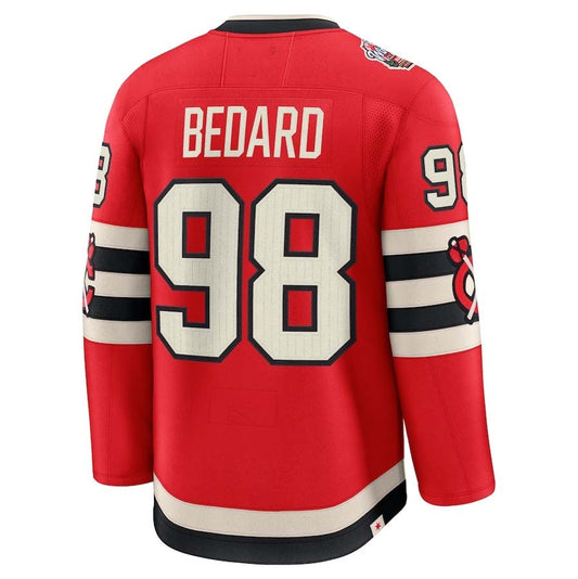 C.Blackhawks #98 Connor Bedard Fanatics 2025 Winter Classic Premium Player Jersey - Red Stitched American Hockey Jerseys