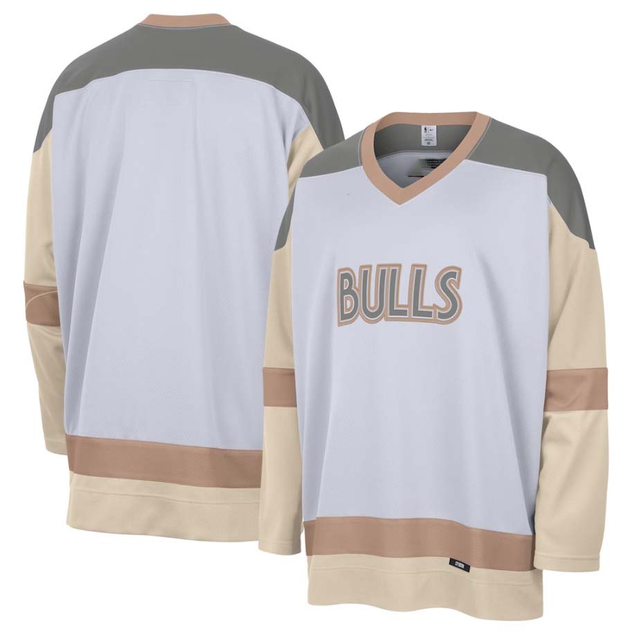 C.Bulls Blank Player City Edition Courtside Heavyweight Hockey Jersey - White Stitched American Hockey Jerseys