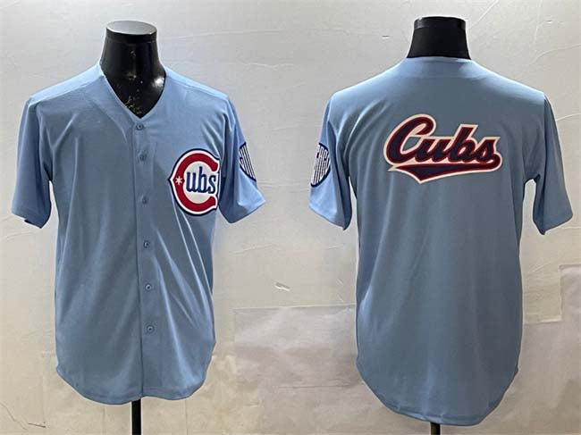 C.Cubs Blank Player Team Big Logo Blue Game Jersey Limited Stitched Baseball Jerseys