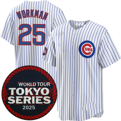 C.Cubs #25 Gage Workman Player White 2025 World Tour Tokyo Series Home Stitched Baseball Jerseys