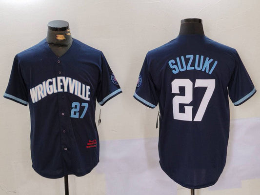 C.Cubs #27 Seiya Suzuki Navy City Connect Cool Base Stitched Baseball Jerseys Player Jersey